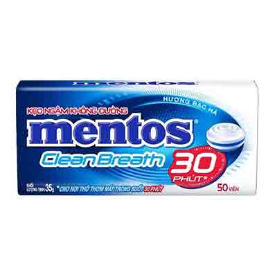 Mentos Clean Breath Mint Sugar Free خوشبو کننده رژیمی دهان منتوس فلزی Mentos Clean Breath Mint Sugar Free با طعم نعنا 35 گرم 50 عددی - Image 1