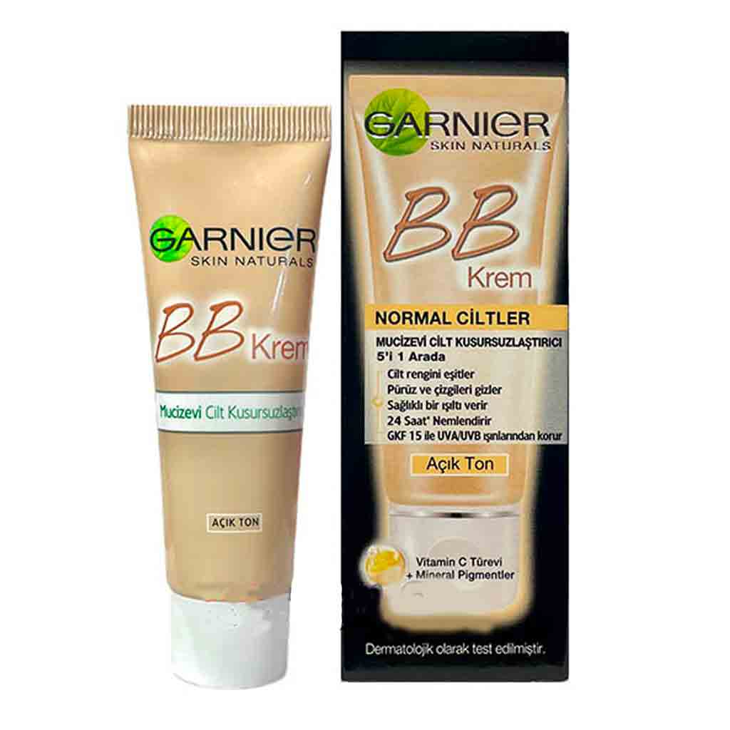 Untitled-39 بی بی کرم گارنیر BB Krem Garnier 5 In 1 Acik Ton رنگ روشن برای پوست نرمال 18 میل - Image 1
