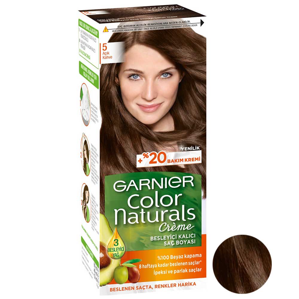 1 رنگ مو فرانسوی گارنیر GARNIER شماره 5 رنگ قهوه ای روشن 40 میل - Image 1