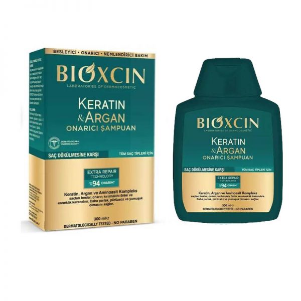3 شامپو ضد ریزش مو بیوکسین BIOXCIN حاوی کراتین و آرگان 300 میل - Image 1