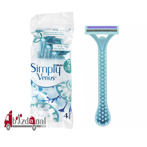 4 تیغ خودتراش 2 لبه زنانه ونوس ژیلت مدل GILLETTE SIMPLY VENUS بسته 4 عددی - Image 1