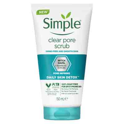 Untitled-33 اسکراب پاک کننده و سم زدای منافذ سیمپل Simpel Clear Pore Scrub مناسب پوست چرب 150 میل - Image 1