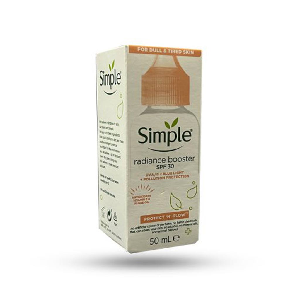 Untitled-8 سرم روشن کننده سیمپل Simple radiance booster SPF30 مناسب پوست کدر و خسته 50 میل - Image 1