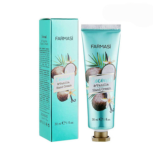 coconut-vanilla-hand-cream-farmasi کرم دست FARMASI Coconut &Vanilla وانیل و نارگیل فارماسی 30 میل - Image 1