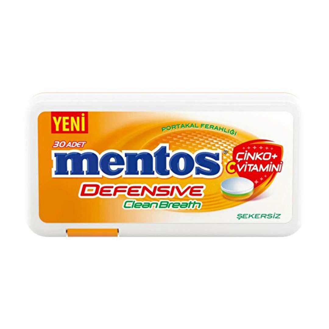 منتوس 21 گرم نارنجی خوشبو کننده دهان منتوس Mentos Defensive بدون شکر با طعم پرتقال حاوی ویتامین سی و زینک 30 عددی 21 گرم تاریخ 2026/02 - Image 1