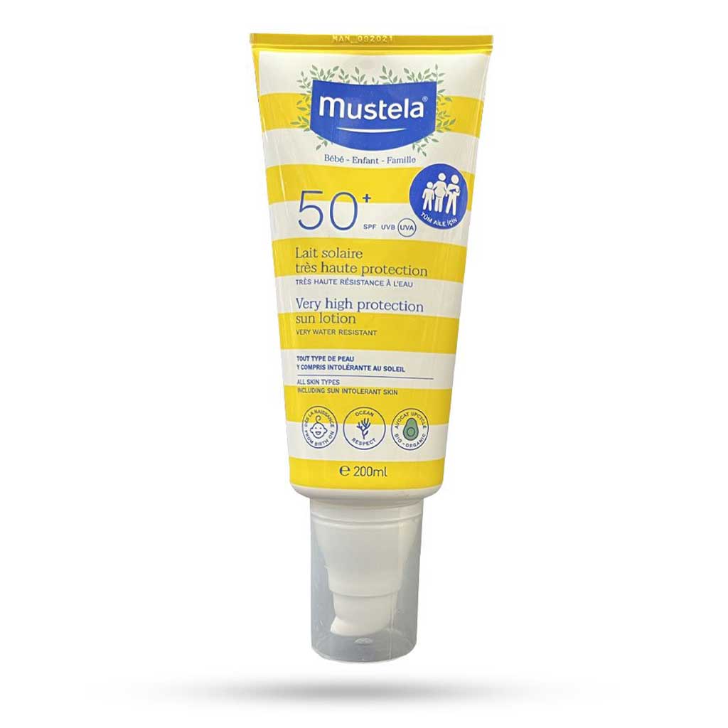 Untitled-46 لوسیون ضد آفتاب کودک موستلا mustela SPF50 رایحه آووکادو 200 میل - Image 1