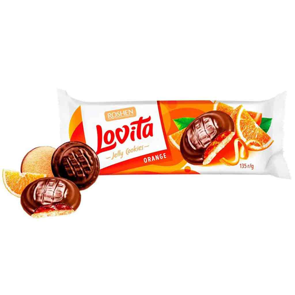 Untitled-1 کوکی ژله ای ROSHEN LOVITA روشن لاویتا با طعم پرتقال و روکش شکلات 135 گرم - Image 1
