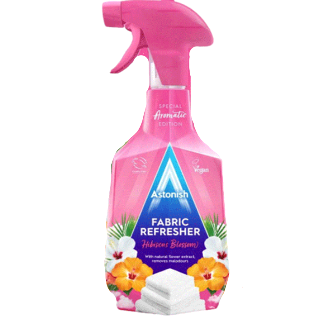 Untitled-5 اسپری خوشبو کننده انگلیسی سطوح پارچه و ملافه Astonish Fabric Refresher Hibiscus Blossom آستونیش 750 میل - Image 1