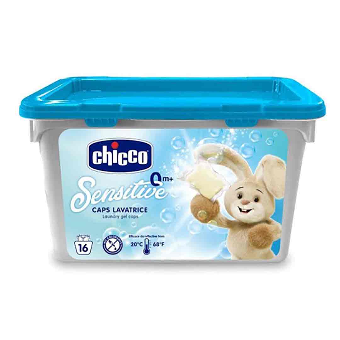Untitled-1 قرص ماشین لباسشویی ایتالیایی چیکو Chicco Sensitive برای کودک حاوی آلوئه ورا 16 عددی - Image 1