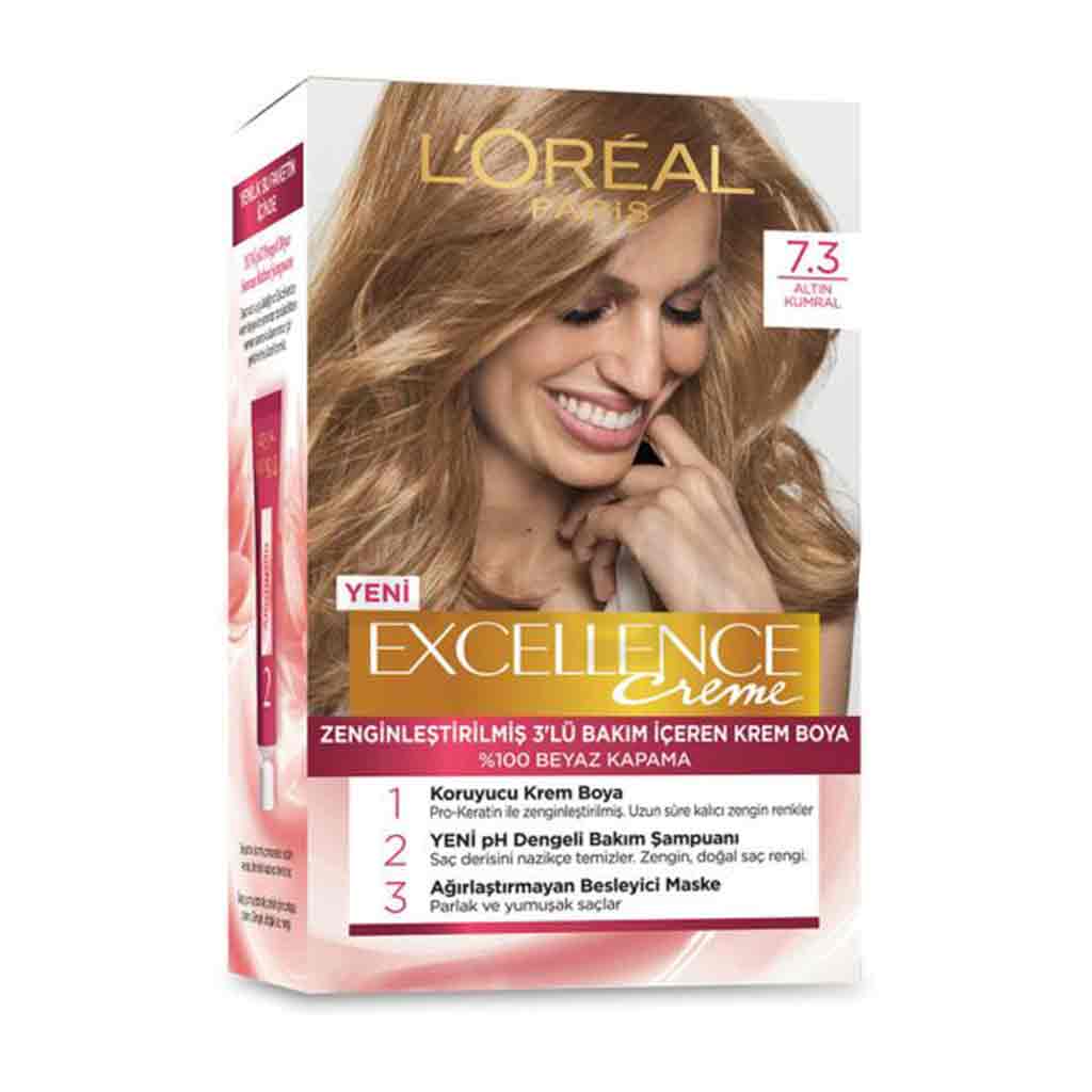 Untitled-4 کیت رنگ مو فرانسوی لورآل Loreal Dark Blonde بلوند تیره شماره 7.3 - Image 1