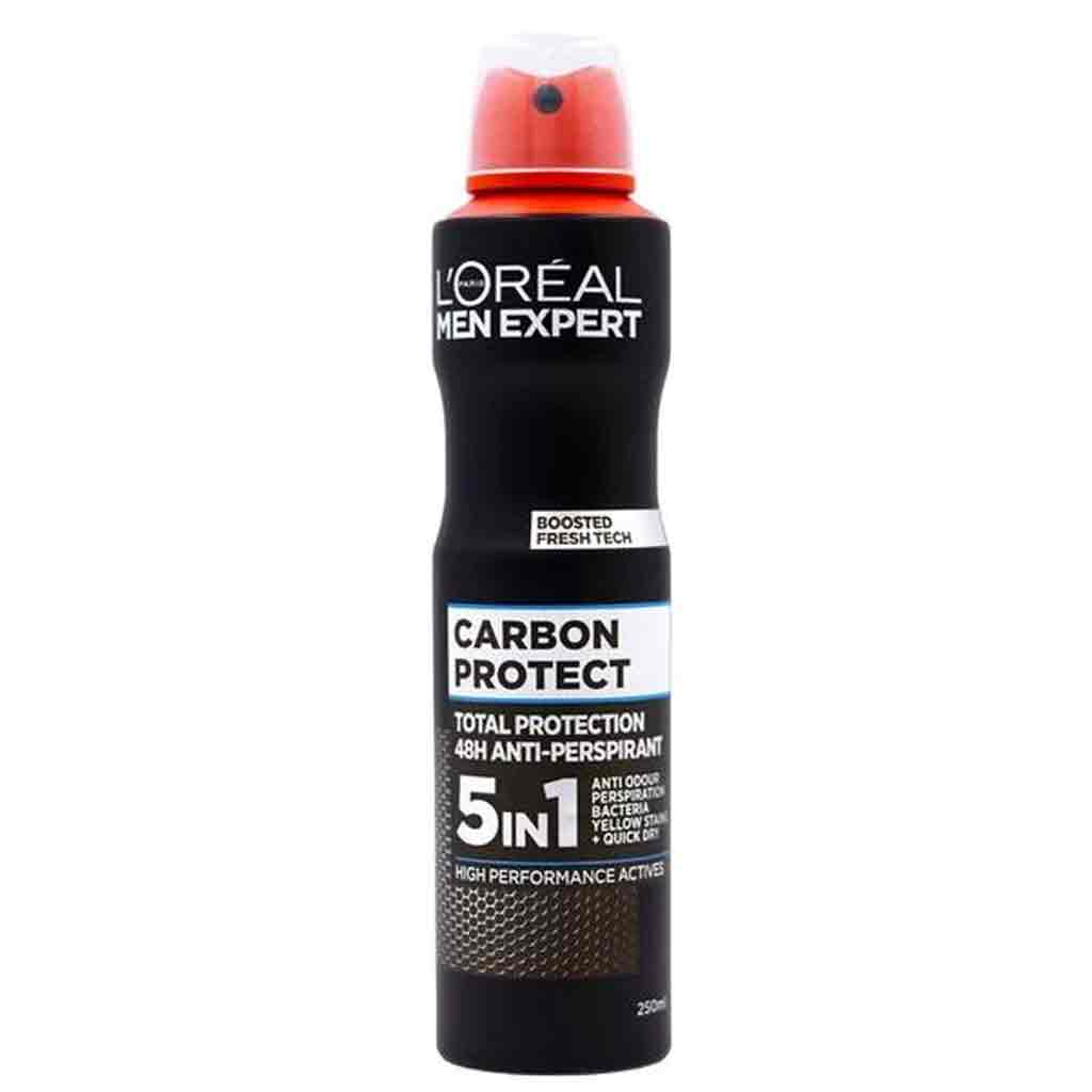 LOREAL3 اسپری ضدتعریق مردانه لورآل LOreal Carbon Protect ماندگاری 48 ساعته 250 میل - Image 1