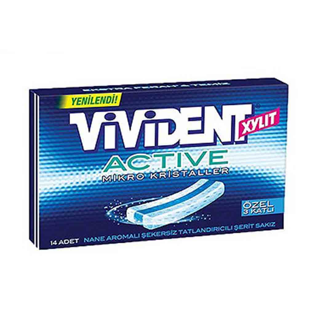 Untitled-23 آدامس ویویدنت VIVIDENT ACTIVE با طعم نعناع بسته 14 عددی - Image 1