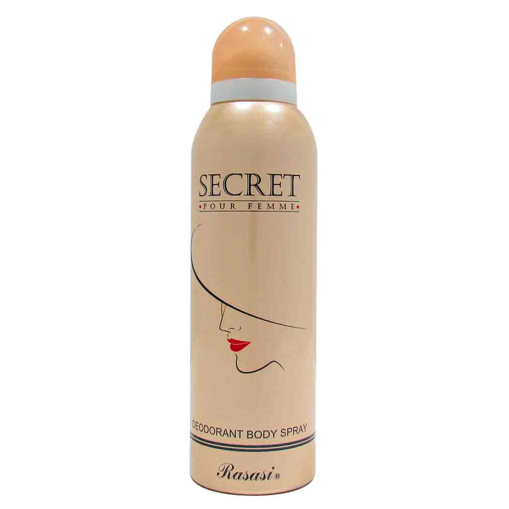 Untitled-8 اسپری دئودورانت رصاصی Rasasi Secret Pour Femme مناسب بانوان 200 میل - Image 1
