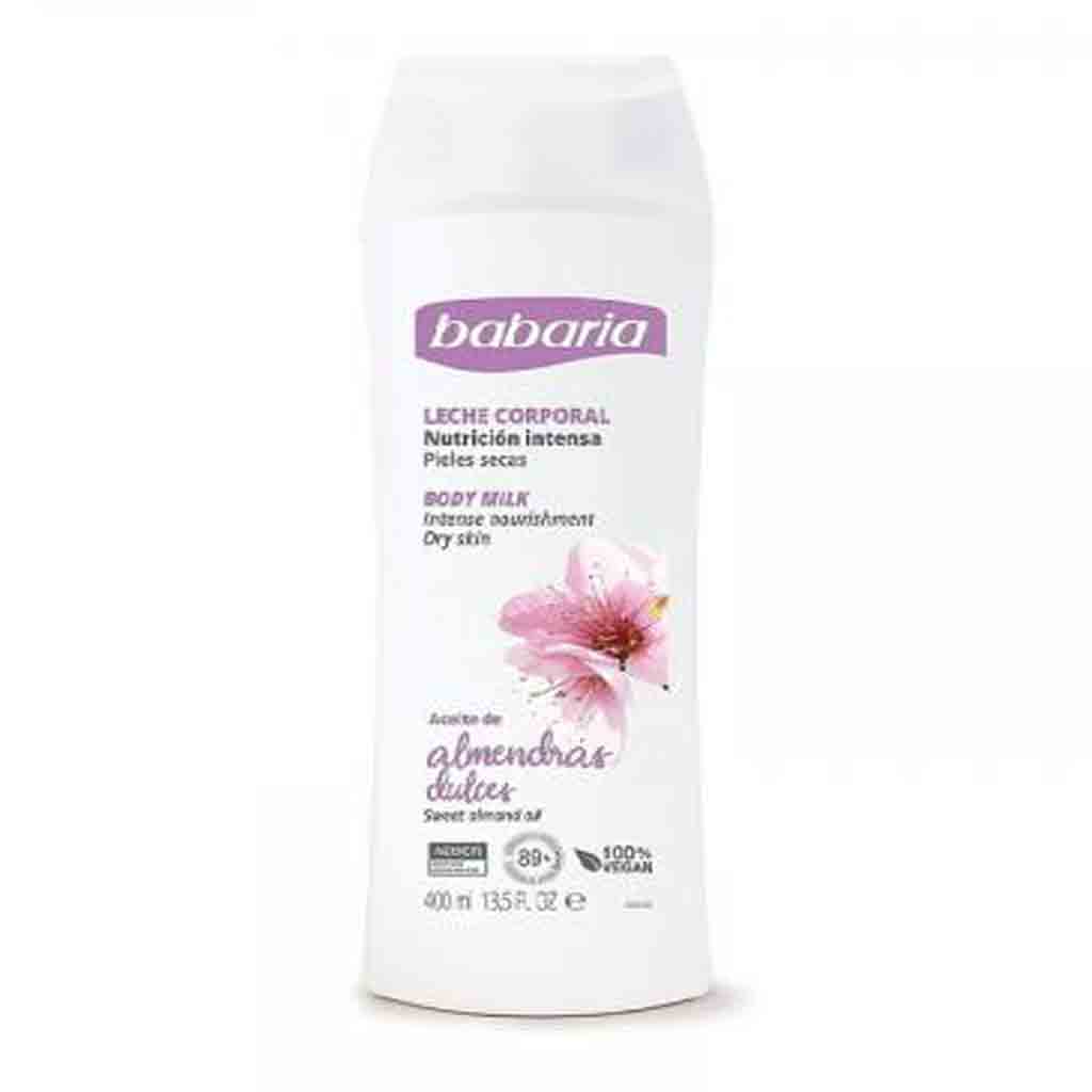 Untitled-88 لوسیون (شیر) بدن اسپانیایی باباریا BABARIA BODY MILK Almendras حاوی روغن بادام شیرین مناسب پوست خشک 400 میل - Image 1