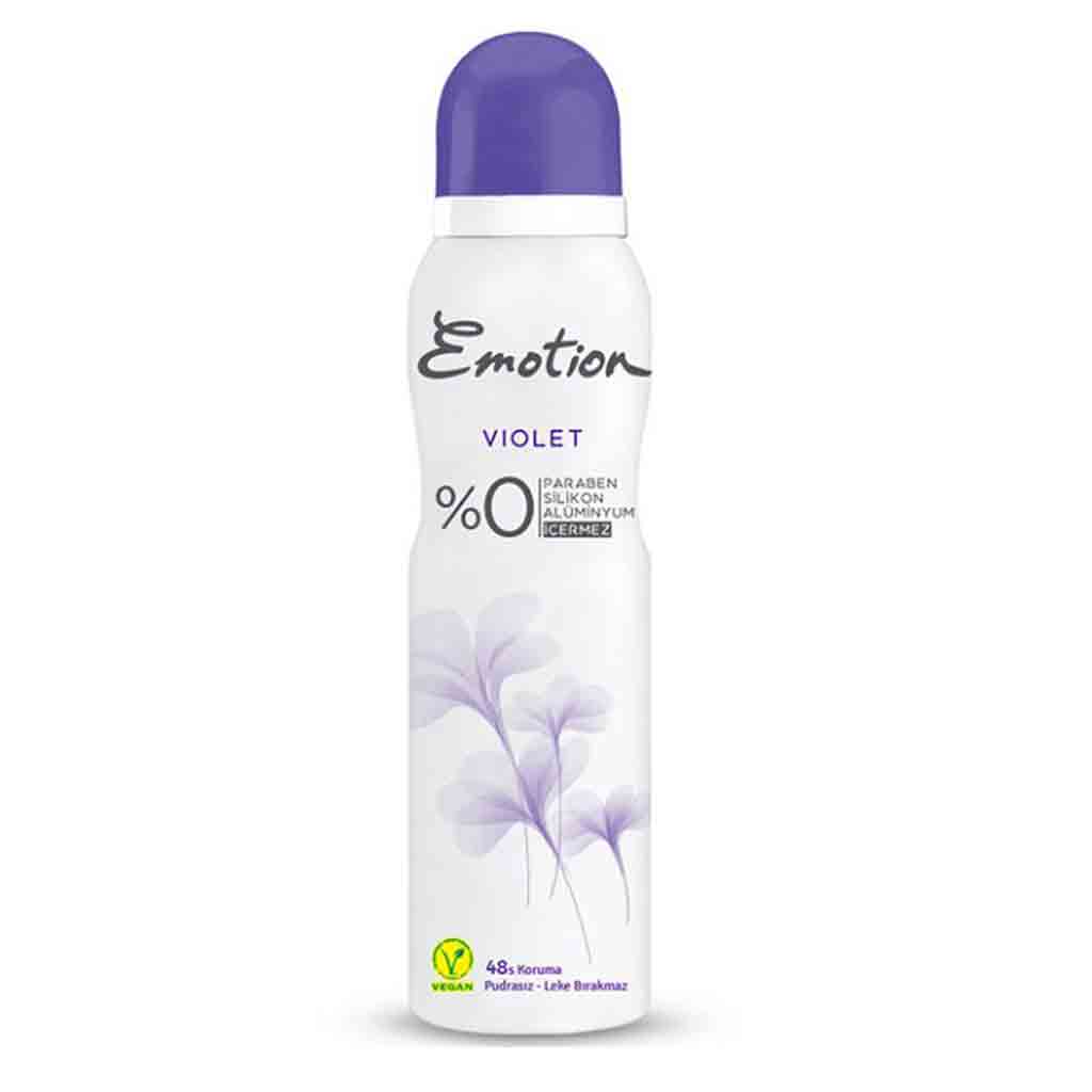 Untitled-19 اسپری دئودورانت زنانه ایموشن Emotion Violet با ماندگاری 48 ساعته 150 میل - Image 1