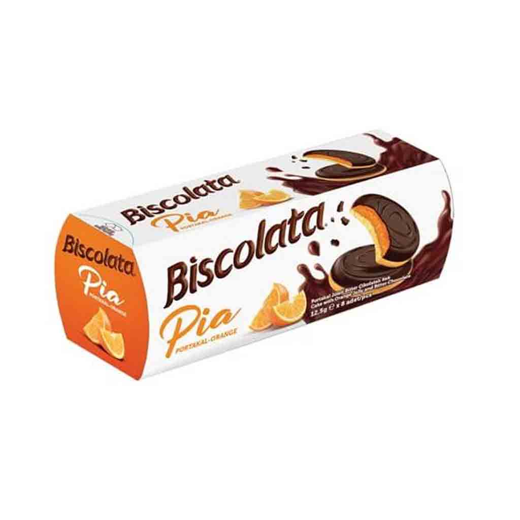 Untitled-1 کیک بیسکولاتا پیا Biscolata Pia با مغز ژله پرتقال و روکش شکلات تلخ 100 گرم - Image 1