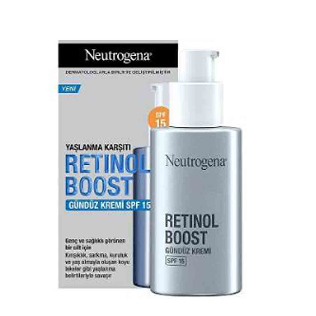 Untitled-1 کرم روز ضد پیری نوتروژینا رتینول بوست فرانسوی Neutrogena Retinol Boost با SPF 15 تقویت کننده 50 میل - Image 1