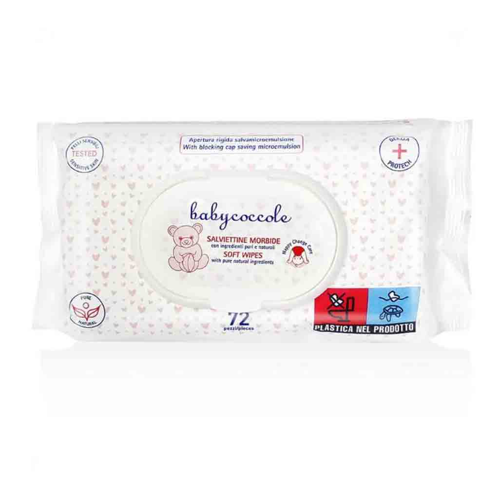 Untitled-1-Recovered دستمال مرطوب کودک ایتالیایی بیبی کوکول Baby Coccole طرح جدید درب دار ۷۲ عددی - Image 1