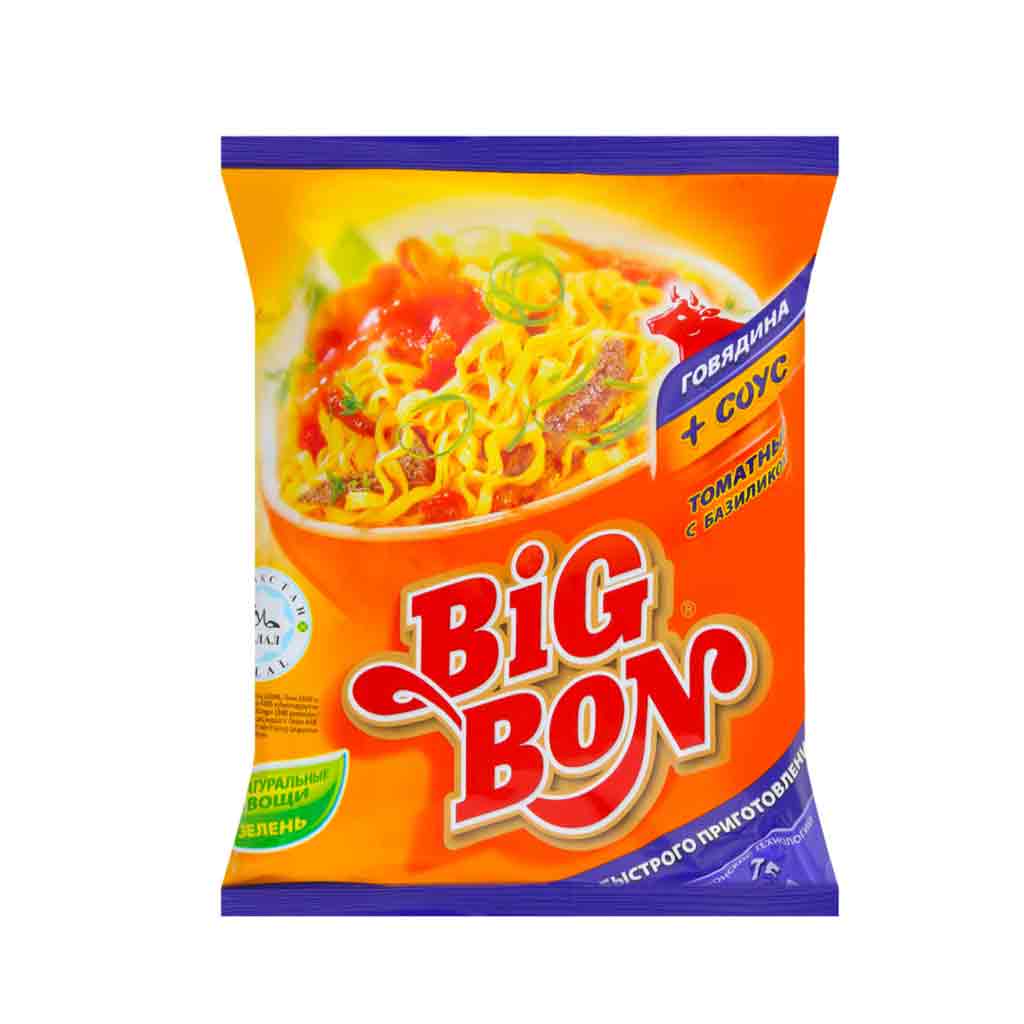 Untitled-24 نودل بیگ بون Big Bon Domates & Fesleğen Sosu با سس گوجه فرنگی و ریحان 75 گرم تاریخ 2025/04/26 - Image 1