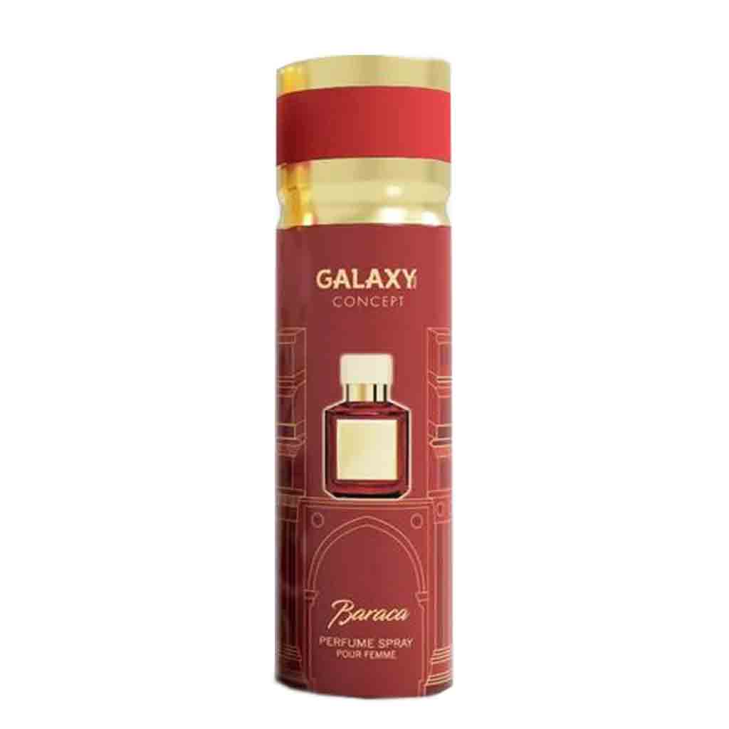 Untitled-111 اسپری بدن زنانه گلکسی پلاس Galaxy Baraca رایحه گلی کهربایی و چوبی 200 میل - Image 1