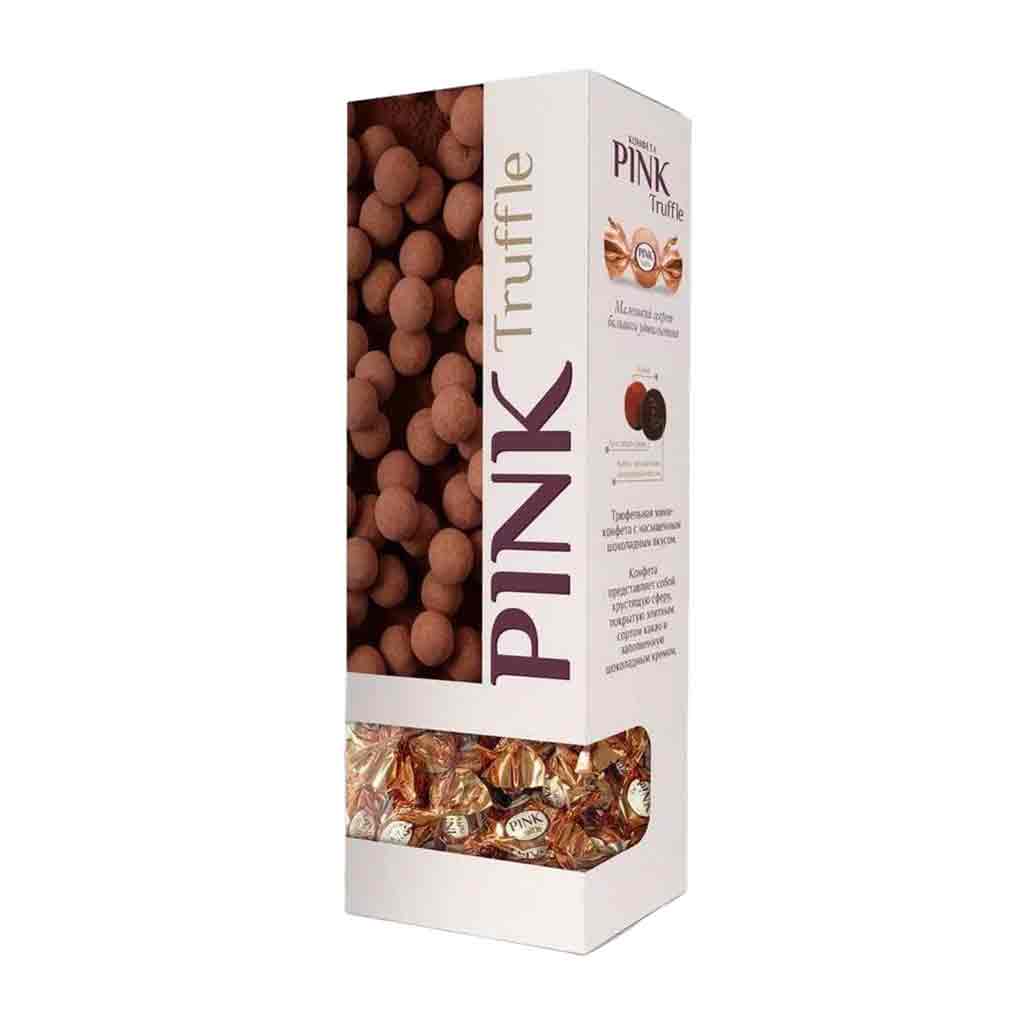 Untitled-9 شکلات ترافل پینک روسی Pink Truffle با مغز کرم صورتی 163 گرم - Image 1