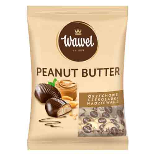 Untitled-1 شکلات پذیرایی صدفی مغزدار واول پینات باتر Wawel Peanut Butter بامغز کره بادام و روکش شکلات - Image 1