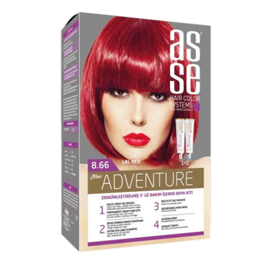 Untitled-10 رنگ مو بدون آمونیاک آسه asse Lal Red شماره 8.66 دو تیوپ 100 میل - Image 1