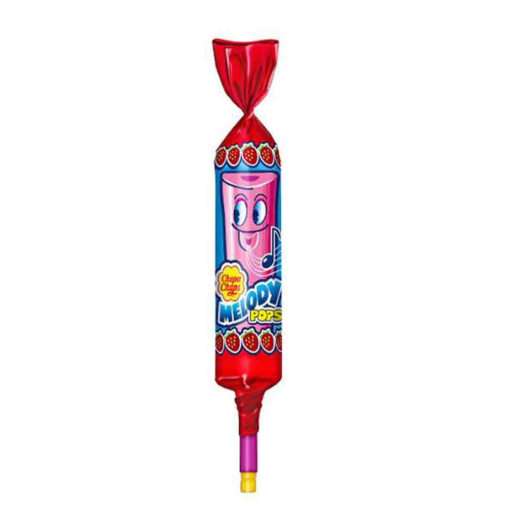 Untitled-15 آبنبات چوبی سوت دار چوپا چوپس Chupa Chups Melody Pop با طعم توت فرنگی 15 گرم - Image 1