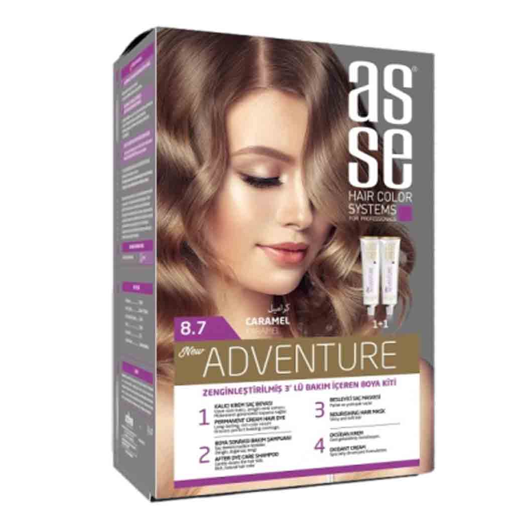Untitled-2 رنگ مو بدون آمونیاک آسه asse Caramel شماره 8.7 دو تیوپ 100 میل - Image 1