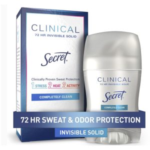 مام استیکی ضد تعریق کلینیکال CLINICAL Secret Completely Clean مناسب انواع پوست 45 گرم