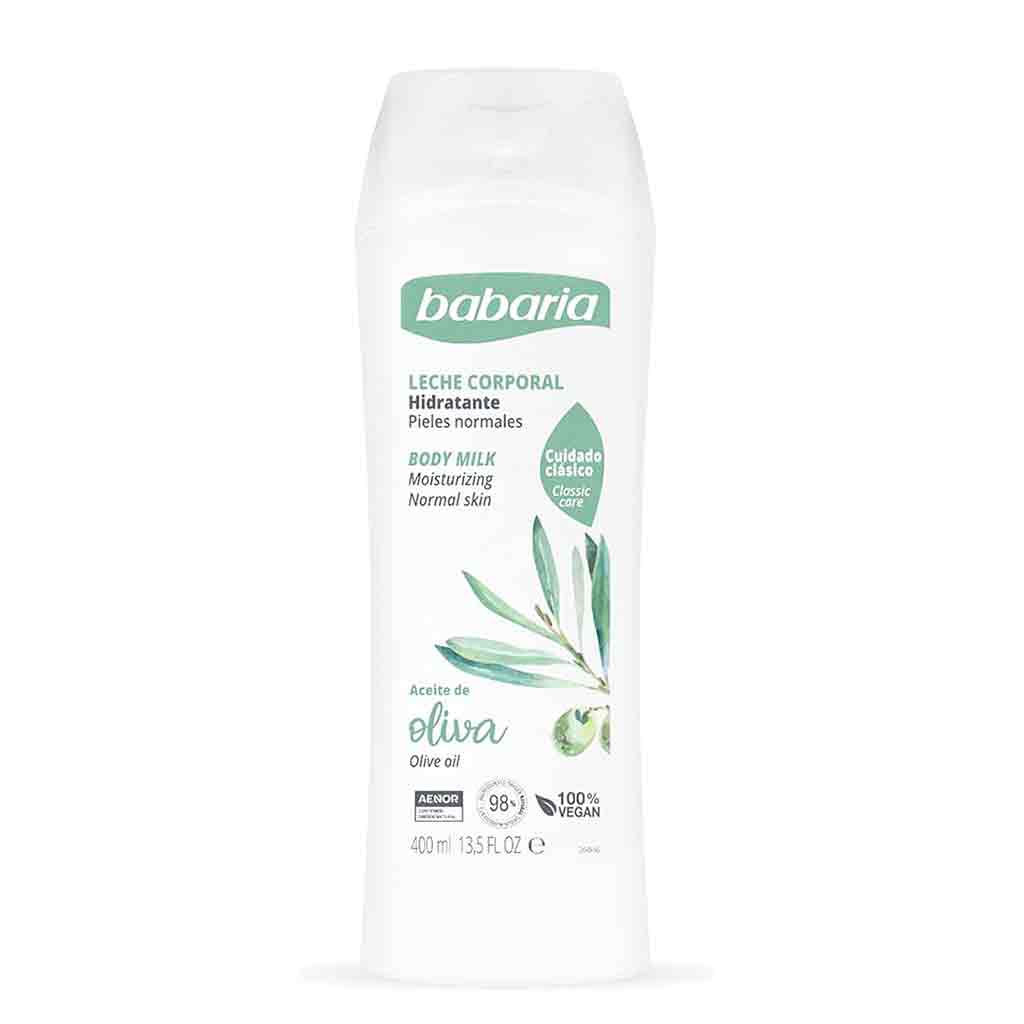 Untitled-14 لوسیون (شیر) بدن اسپانیایی باباریا Babaria Olive Oil Body Milk حاوی روغن زیتون مناسب پوست نرمال 400 میل - Image 1