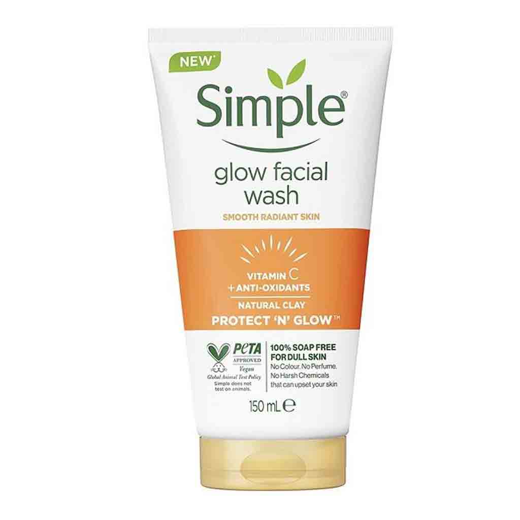 Untitled-3 ژل شستشوی صورت هلندی سیمپل Simple -Protect 'N' Glow Express Glow حاوی ویتامین C و E وزن 150 میل - Image 1