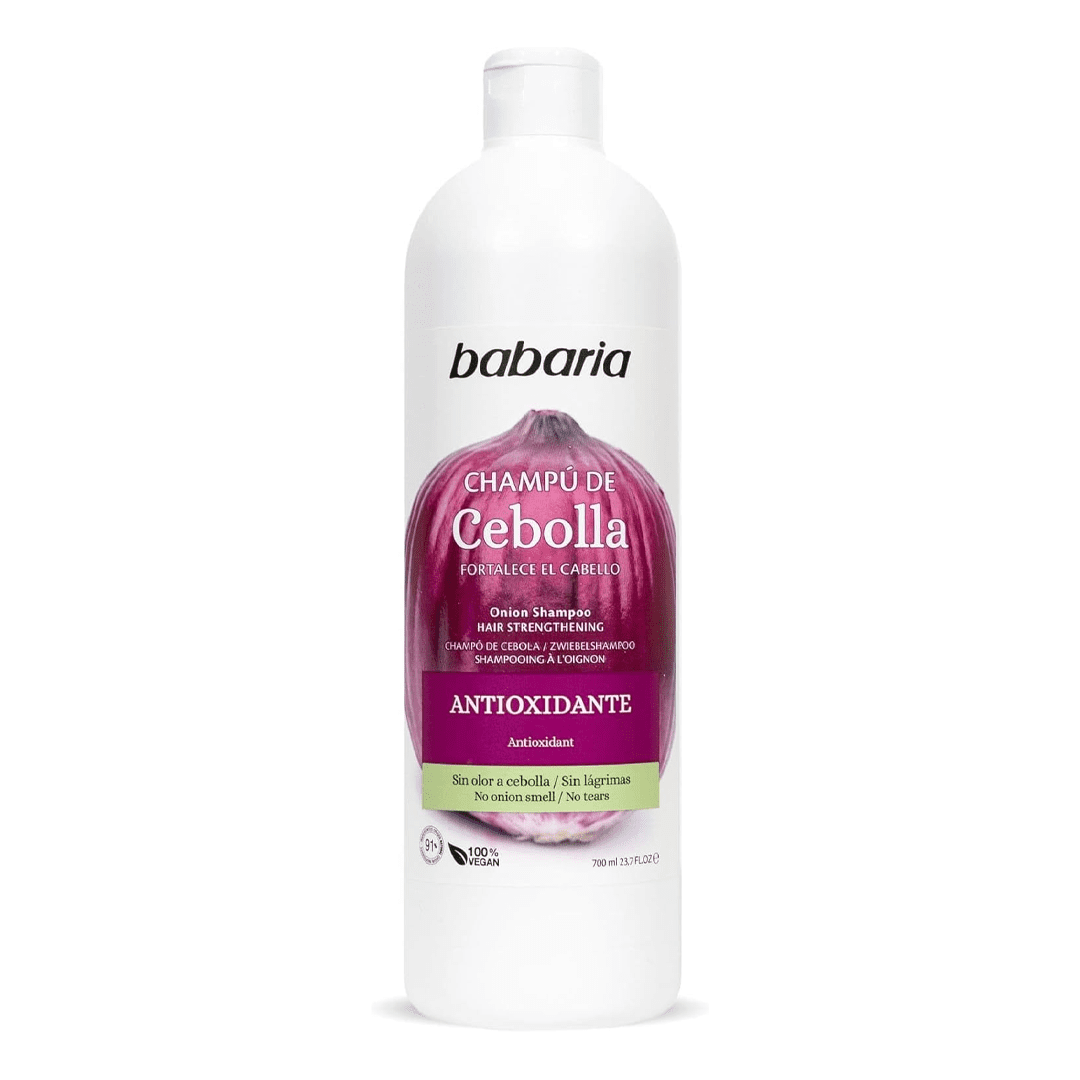 Babaria-Cebolla-Antioxidante-Champu-Blanco-700-Mililitros شامپو اسپانیایی باباریا Babaria حاوی عصاره پیاز و آنتی اکسیدان ضد فرسودگی و محرک ریشه مو 700 میل - Image 1