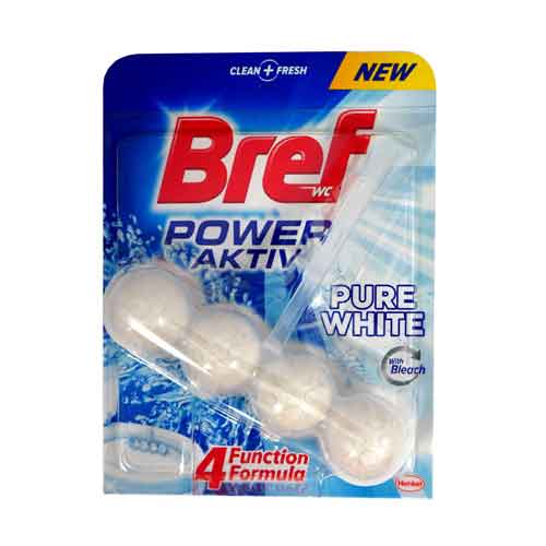 bref-poweraktiv-purewhite خوشبو کننده توالت فرنگی Bref Pure White برف 4 عددی - Image 1