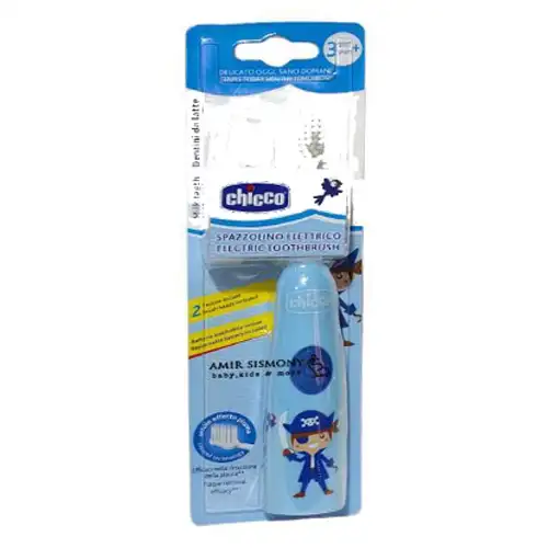 chicco-blue-electric-toothbrush-ezgif.com-optiwebp مسواک برقی کودک چیکو chicco رنگ آبی 3+ سال پسرانه - Image 1