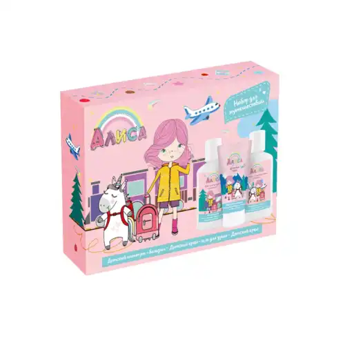 ست الیس4 ست سه تکه روسی آلیس ALICE حاوی شامپو سر نرم کننده + شامپو بدن + کرم بچه مسافرتی - Image 1