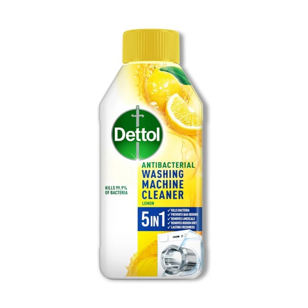 مایع پاک کننده ماشین لباسشویی ضد باکتری 5 در 1 Dettol لیمویی مایع ضد عفونی و پاک کننده ماشین لباسشویی ضد باکتری 5 در 1 دتول رایحه لیمو Dettol 5-in-1 antibacterial حجم 250 میل - Image 1