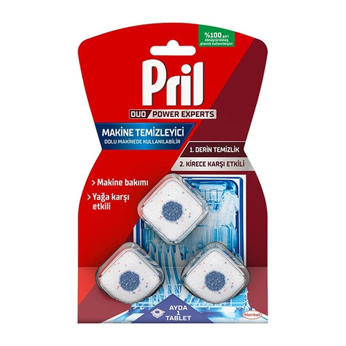 Prill-dishwasher-detergent-tablet1-ezgif.com-jpg-to-webp-converter قرص جرمگیر ماشین ظرفشویی پریل PRIL مدل power experts بسته 3 عددی - Image 1