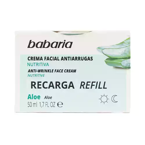 Refill-Crema-Facial-Antiarrugas_Aloe-Vera کرم ضد چروک اسپانیایی باباریا Babaria ANTI-WRINKLE FACE CREAM مناسب انواع پوست 50 میل - Image 1