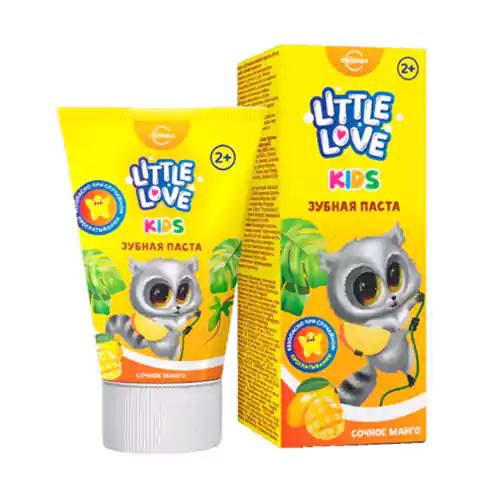 n3tb96e0d6i8oi9wzc91afha3f3nprsr خمیردندان کودک روسی لیتل لاو LITTLE LOVE طعم انبه 62 گرم - Image 1