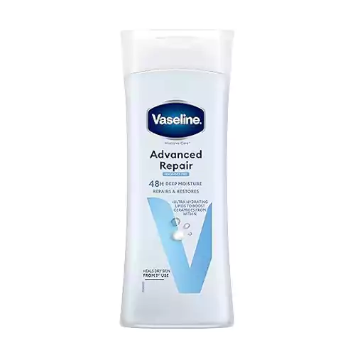 61ZgCZ77766heL._SX425_ لوسیون بدن ترمیم کننده هلندی وازلین Vaseline Care Advanced Repair مناسب انواع پوست 200 میل - Image 1