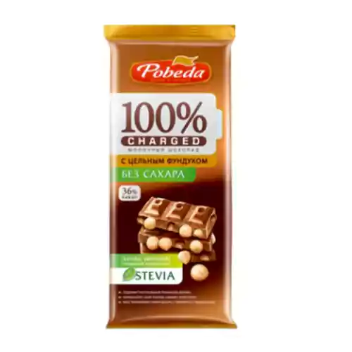 CAErIPH7AcR24PdxsKiupSPd76EtgFyHtNcOpM1j تبلت رژیمی روسی پوبدا Pobeda milk chocolate 36% whole almonds بدون قند حاوی فندق 90 گرم - Image 1