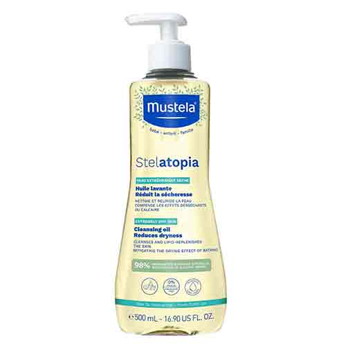 Untitled-15 روغن پاک کننده فرانسوی موستلا Mustela Stelatopia Cleansing Oil مناسب پوست نوزاد 500 میل - Image 1