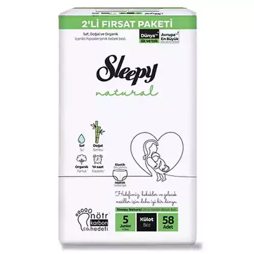 585(3) پوشک ارگانیک اسلیپی شورتی Sleepy natural سایز 5 بسته 58 عددی - Image 1