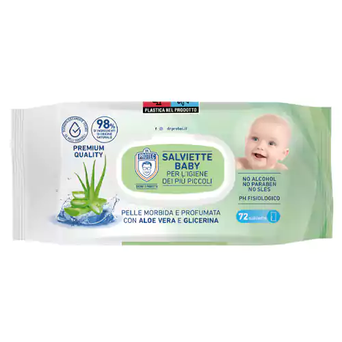 bericah-salviettine-baby-72pz-argan-popup دستمال مرطوب ایتالیایی کودک دکتر پروتک Dr Protec Aloe vera با رایحه آلوئه ورا بسته 72 عددی - Image 1