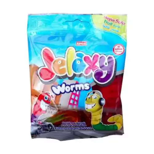 jelaxy_worms پاستیل ژلکسی الوان Elvan Jelaxy Worms مدل کرمی 80 گرم - Image 1