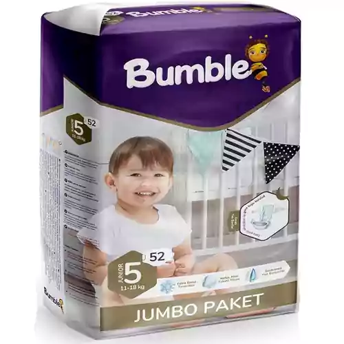 560x560 (3) پوشک چسبی کودک بامبل Bumble Baby Diaper سایز 5 بسته 52 عددی - Image 1