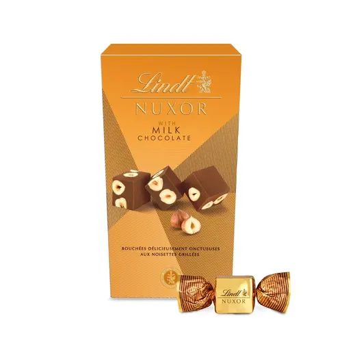61tCIuKP0L-ezgif.com-resize شکلات پذیرایی ایتالیایی لینت Lindt NUXOR Milk Chocolate and Whole Roasted با مغز فندق 193 گرم تاریخ 2025/03/31 - Image 1