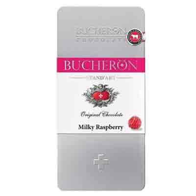 Bucheron raspberry تبلت شکلات شیری روسی بوچرون فلزی Bucheron raspberry با طعم تمشک 100 گرم - Image 1
