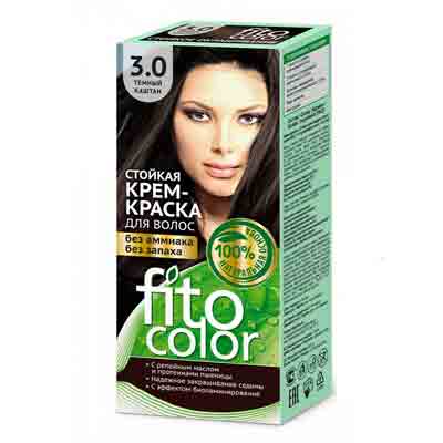 fitto 3.0 رنگ مو روسی فیتو کالر fito color بدون آمونیاک رنگ بلوطی تیره شماره 3.0 - Image 1